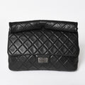Chanel 2.55 Roll Clutch CC Logo Lambskin Black Ruthenium