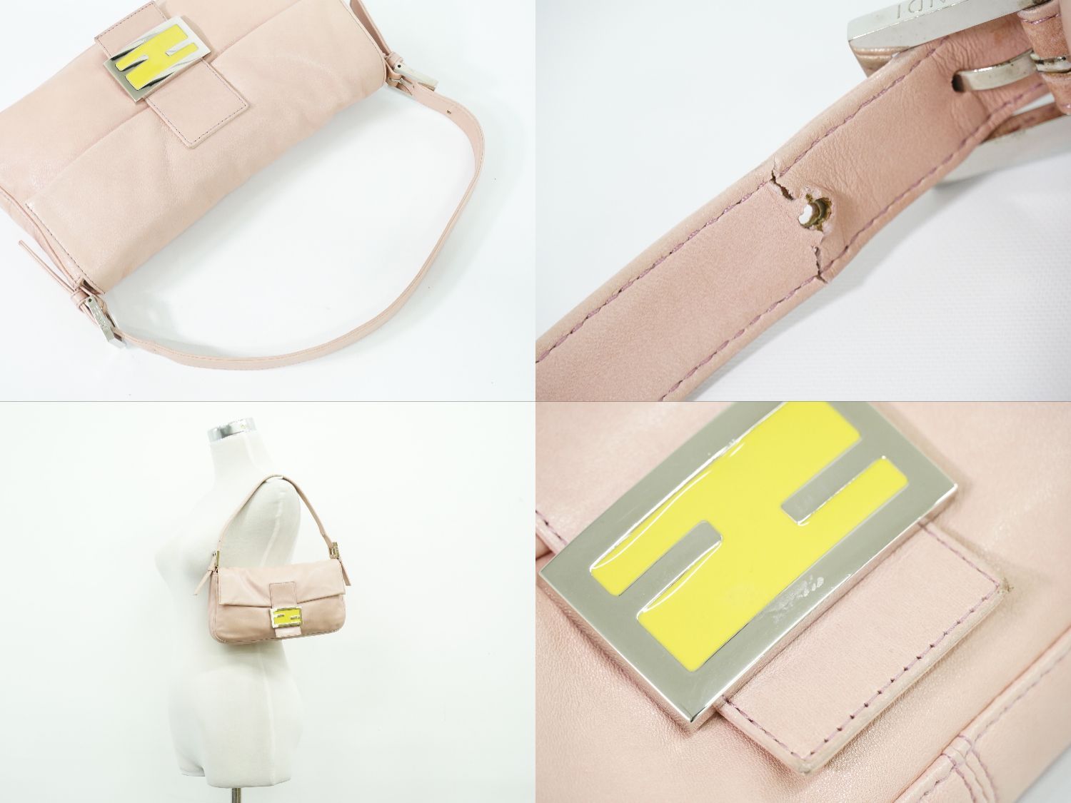 Fendi Mamma Bucket Shoulder Bag Leather Pink