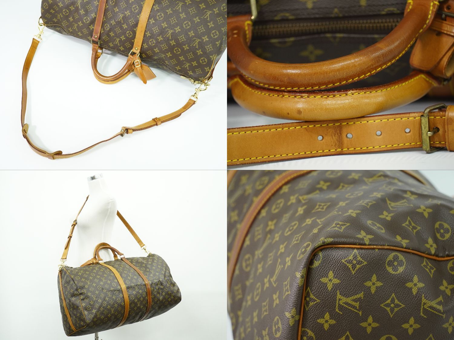 Louis Vuitton LV Keepall Bandouliere 60 Monogram 2-Way Boston Bag Brown