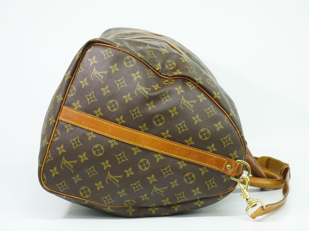 Louis Vuitton LV Keepall Bandouliere 60 Monogram 2-Way Boston Bag Brown