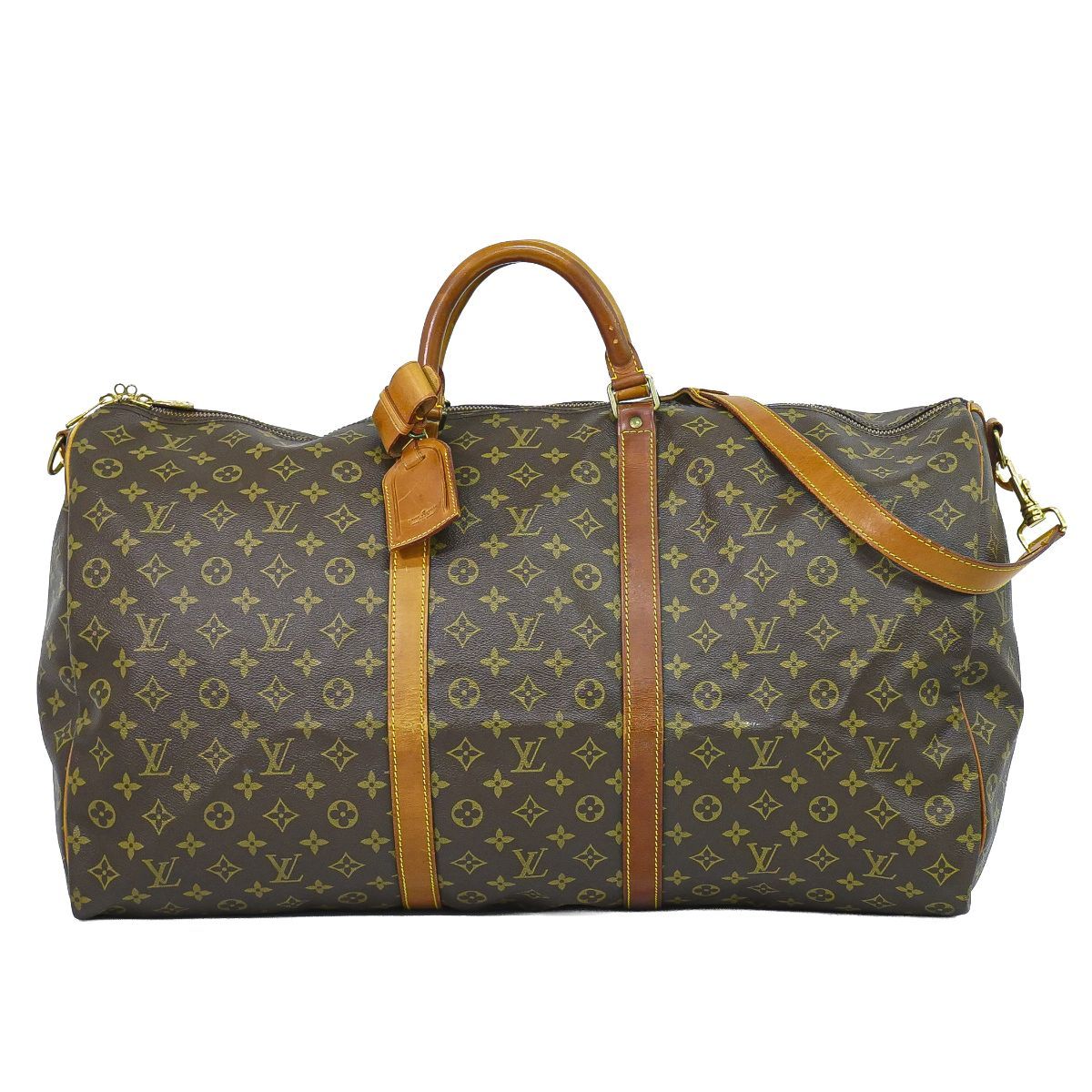Louis Vuitton LV Keepall Bandouliere 60 Monogram 2-Way Boston Bag Brown