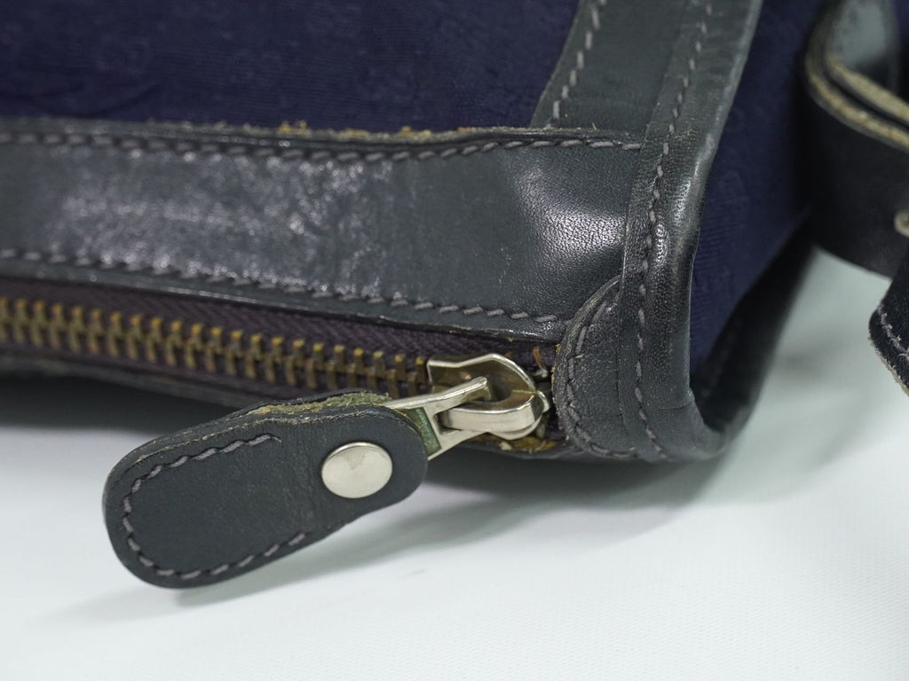 Gucci Vintage Micro GG Shoulder Bag Canvas Navy