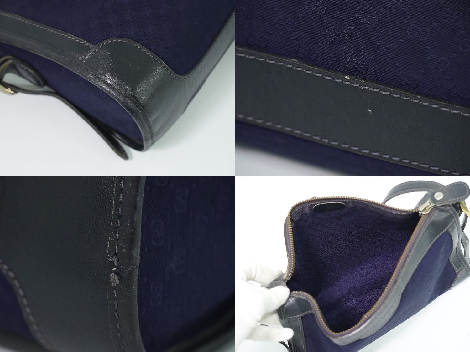 Gucci Vintage Micro GG Shoulder Bag Canvas Navy