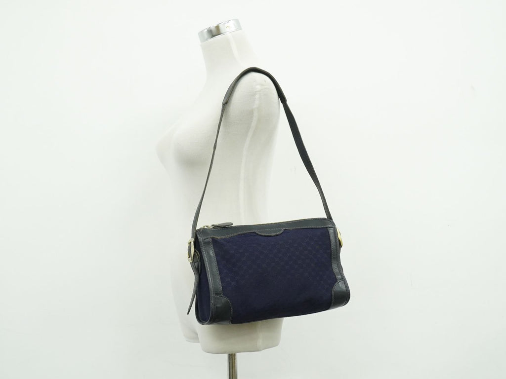 Gucci Vintage Micro GG Shoulder Bag Canvas Navy