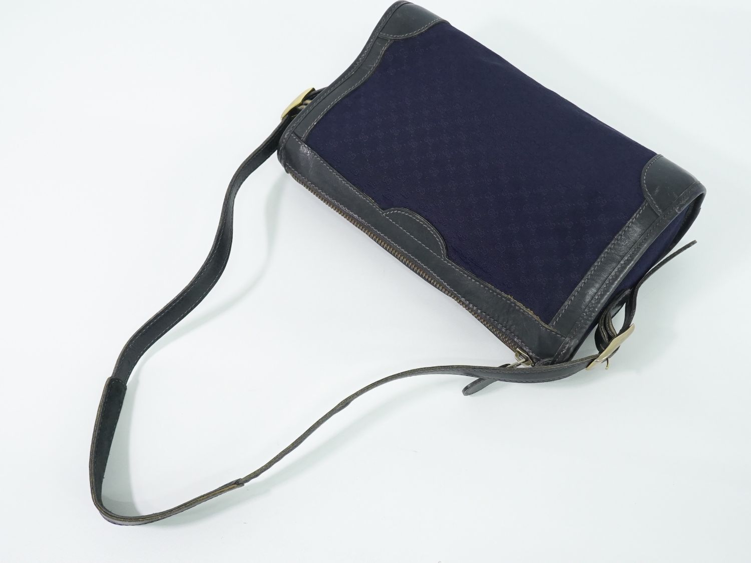 Gucci Vintage Micro GG Shoulder Bag Canvas Navy