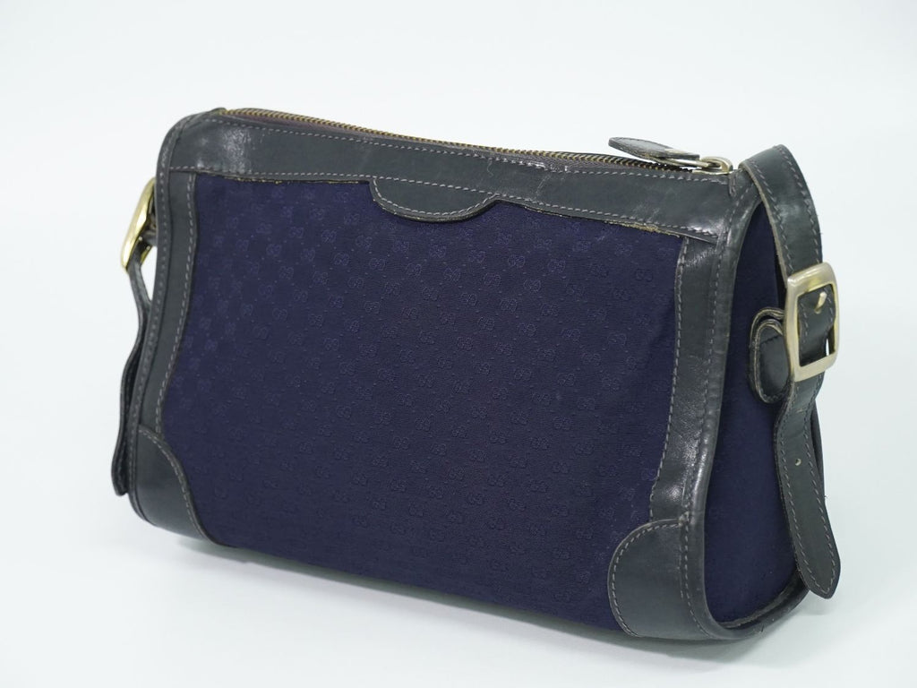 Gucci Vintage Micro GG Shoulder Bag Canvas Navy