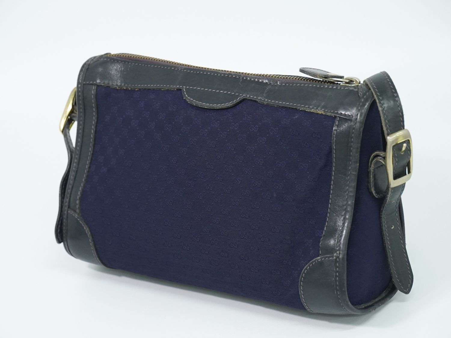 Gucci Vintage Micro GG Shoulder Bag Canvas Navy