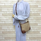 Prada Logo Jacquard Shoulder Bag Canvas Brown — view 2