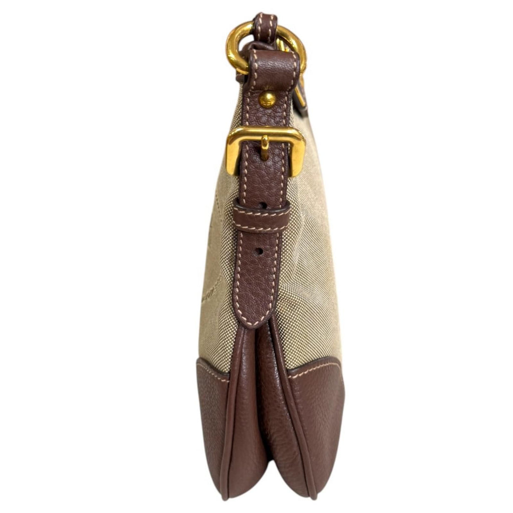 Prada Logo Jacquard Shoulder Bag Canvas Brown — view 5