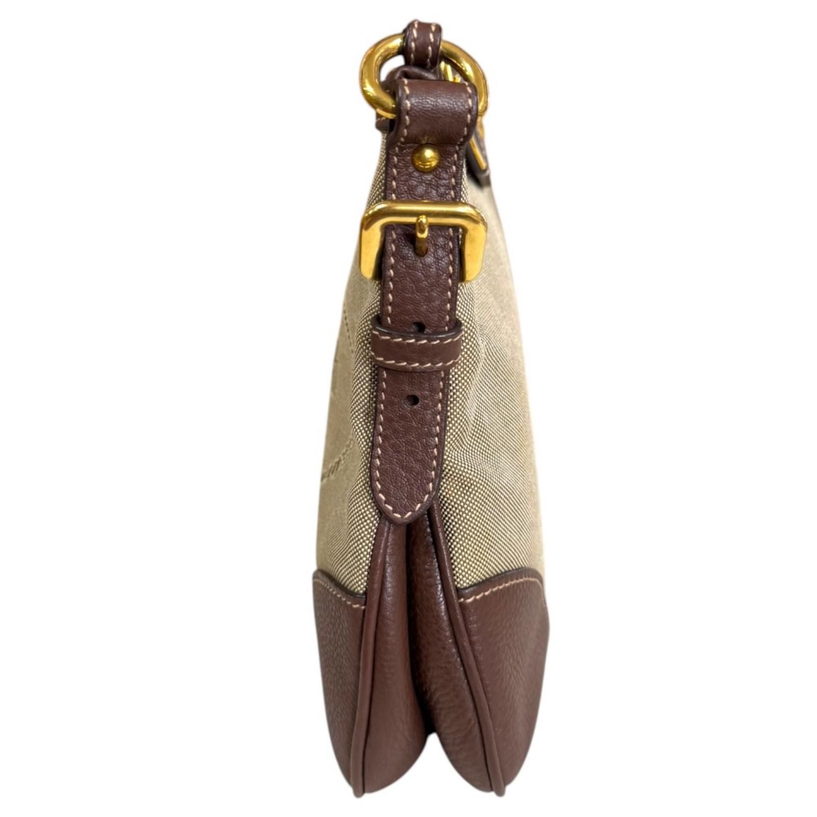 Prada Logo Jacquard Shoulder Bag Canvas Brown — view 5