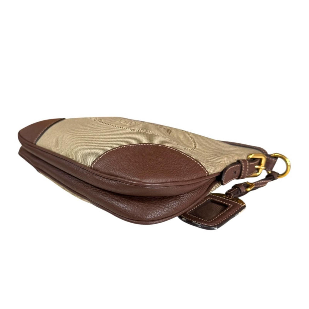 Prada Logo Jacquard Shoulder Bag Canvas Brown — view 7