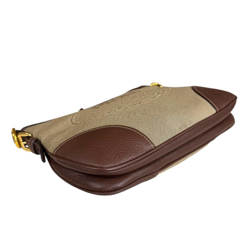 Prada Logo Jacquard Shoulder Bag Canvas Brown — view 6