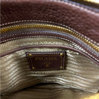 Prada Logo Jacquard Shoulder Bag Canvas Brown — view 9