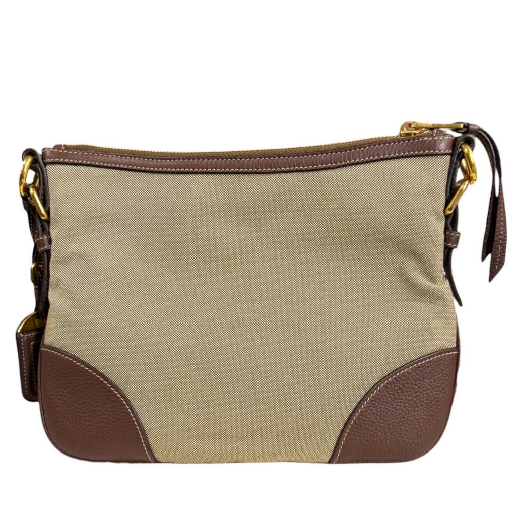 Prada Logo Jacquard Shoulder Bag Canvas Brown — view 3
