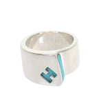 Hermes Candy Ring Vintage 925 Sterling Silver Enamel Blu 50 Out of Print — view 2
