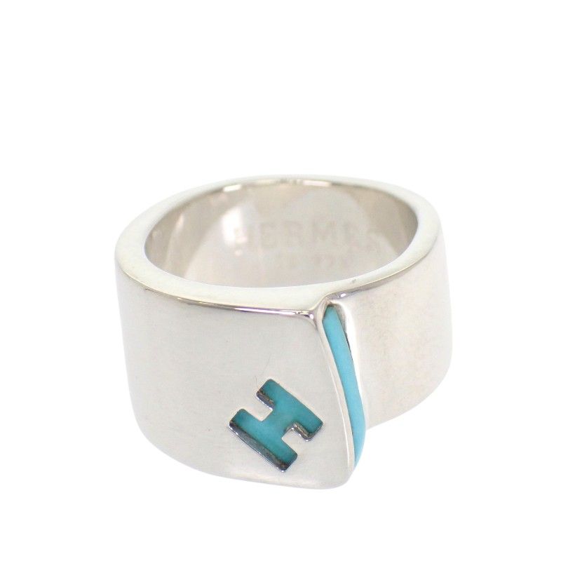 Hermes Candy Ring Vintage 925 Sterling Silver Enamel Blu 50 Out of Print — view 2
