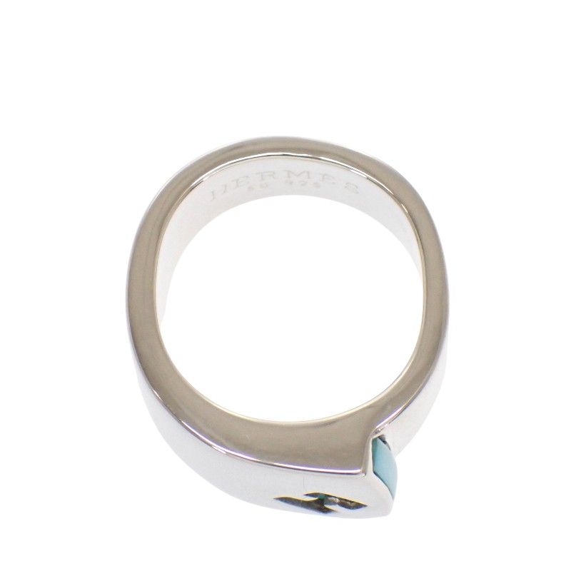 Hermes Candy Ring Vintage 925 Sterling Silver Enamel Blu 50 Out of Print — view 7