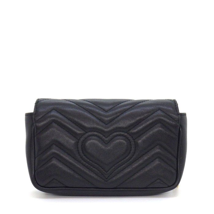 Gucci Shoulder Bag GG Marmont Super Black Leather Gold — view 2
