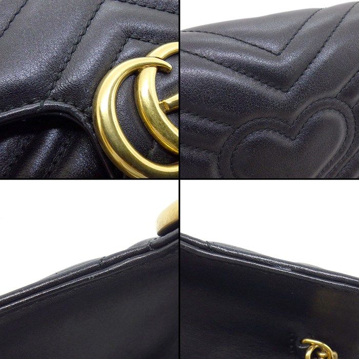 Gucci Shoulder Bag GG Marmont Super Black Leather Gold — view 9