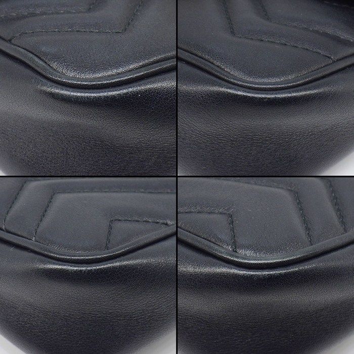Gucci Shoulder Bag GG Marmont Super Black Leather Gold — view 7