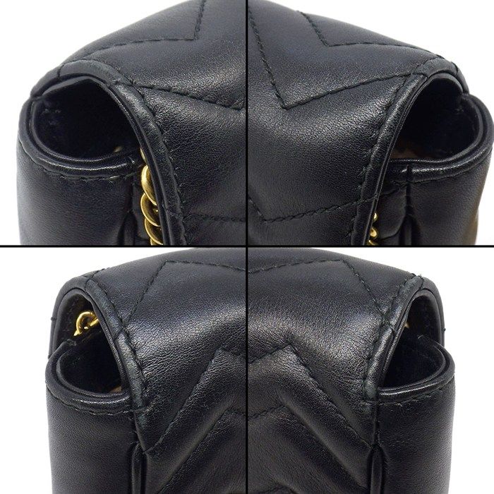Gucci Shoulder Bag GG Marmont Super Black Leather Gold — view 8