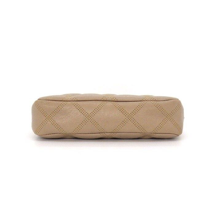 Saint Laurent Shoulder Bag Beige Double Zip Phone Pouch Leather Gold — view 4