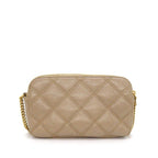 Saint Laurent Shoulder Bag Beige Double Zip Phone Pouch Leather Gold — view 2