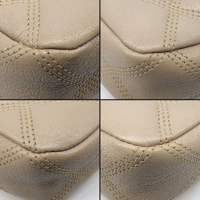 Saint Laurent Shoulder Bag Beige Double Zip Phone Pouch Leather Gold — view 7