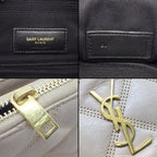 Saint Laurent Shoulder Bag Beige Double Zip Phone Pouch Leather Gold — view 6