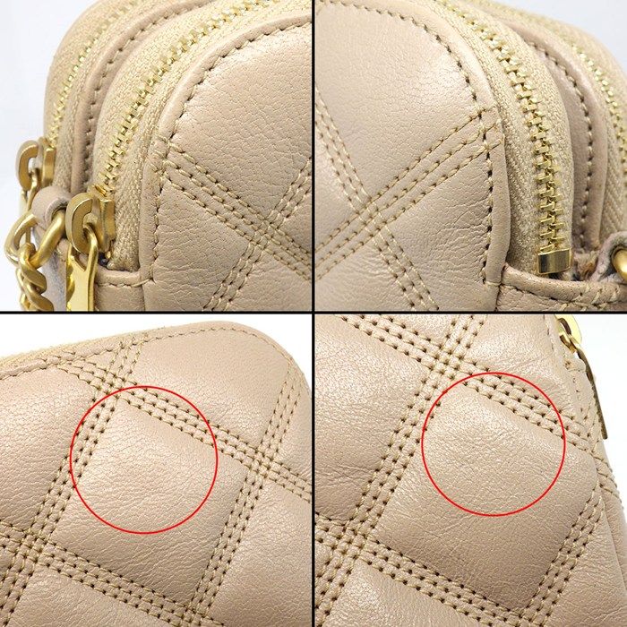 Saint Laurent Shoulder Bag Beige Double Zip Phone Pouch Leather Gold — view 8