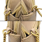 Saint Laurent Shoulder Bag Beige Double Zip Phone Pouch Leather Gold — view 9