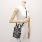 Dior Shoulder Bag Book Tote Mini Vertical Phone Ecru White Blue Cotton — view 9