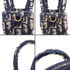 Dior Shoulder Bag Book Tote Mini Vertical Phone Ecru White Blue Cotton — view 7