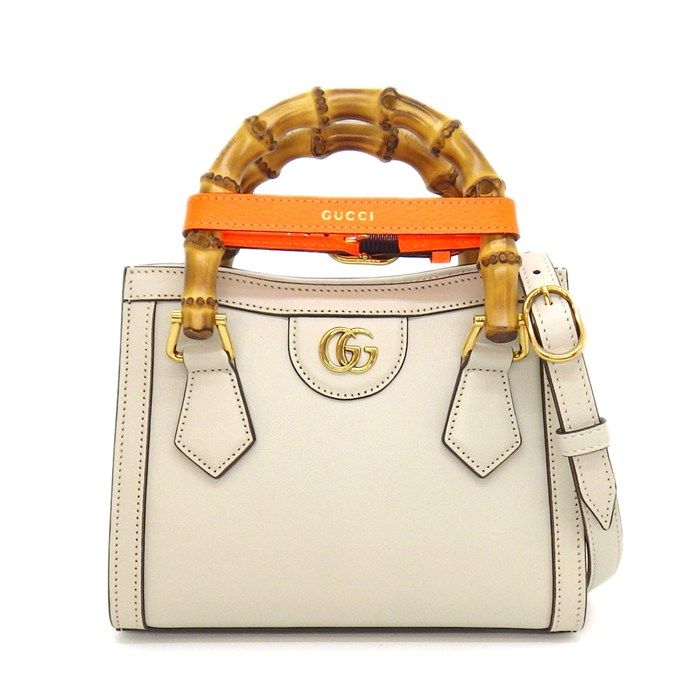 Gucci Shoulder Bag Diana Small Tote Ivory Leather Gold