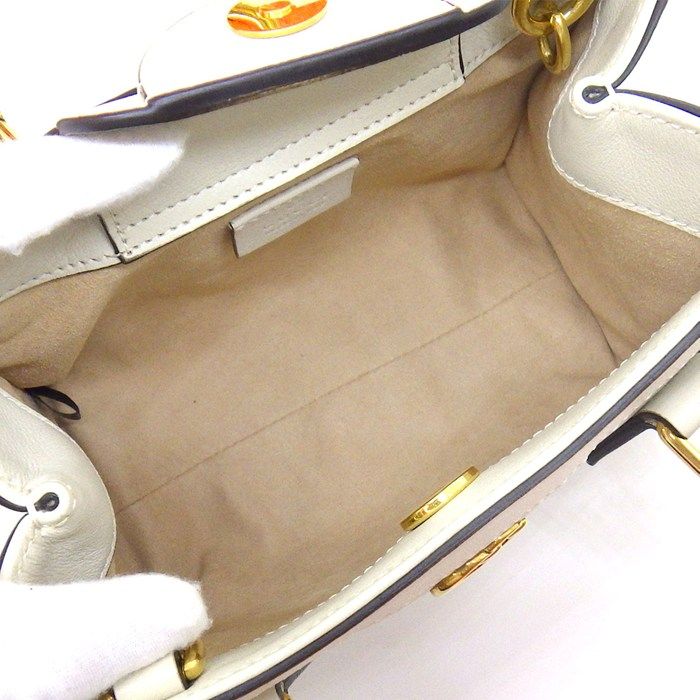 Gucci Shoulder Bag Diana Small Tote Ivory Leather Gold — view 5