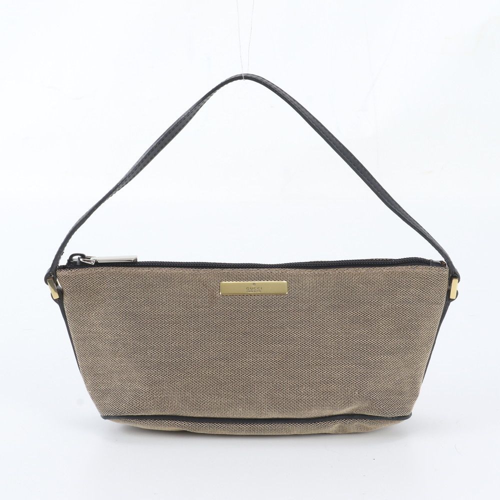 Gucci Leather Canvas Shoulder Bag Hand Brown