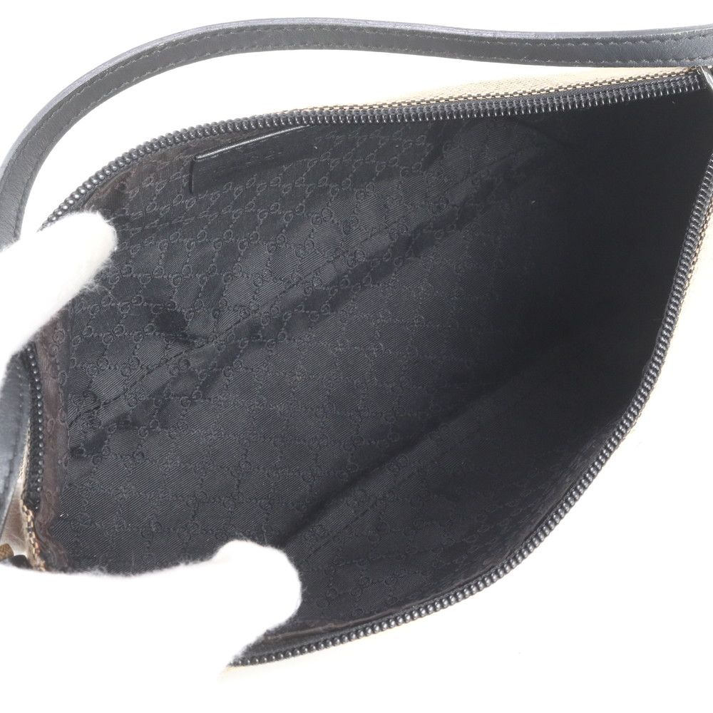 Gucci Leather Canvas Shoulder Bag Hand Brown — view 7