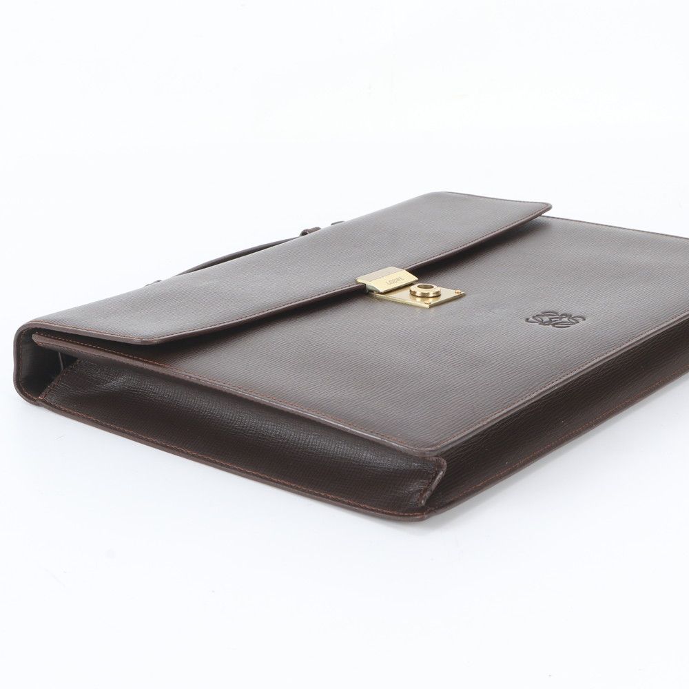 Loewe Anagram Leather Business Document Briefcase Brown — view 5