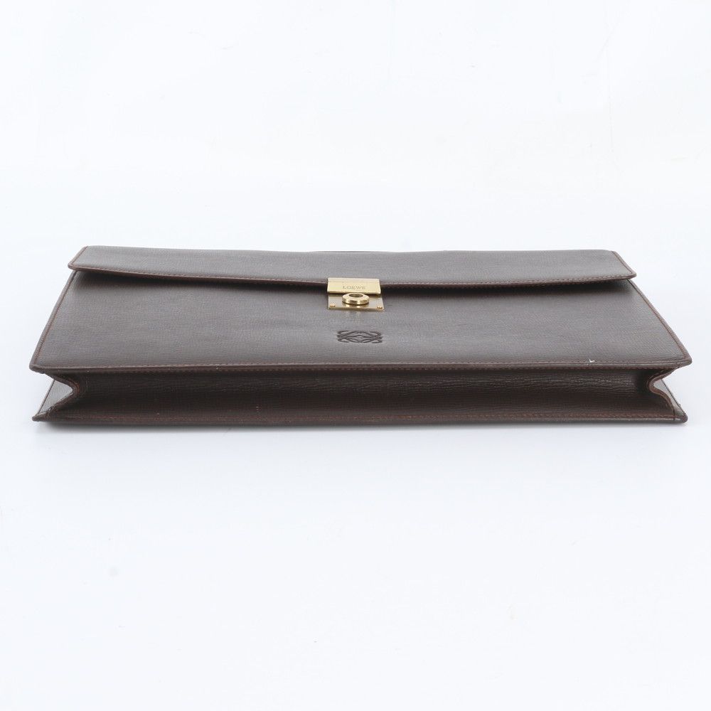 Loewe Anagram Leather Business Document Briefcase Brown — view 6