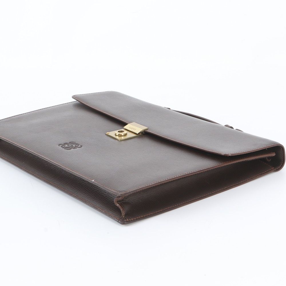 Loewe Anagram Leather Business Document Briefcase Brown — view 4