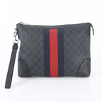 Gucci GG Supreme Sherry Line Leather Clutch Pouch Business