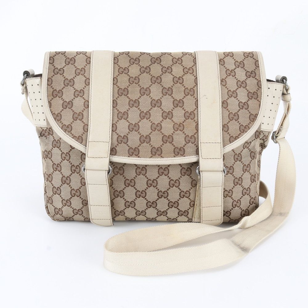 Gucci GG Canvas Leather Shoulder Bag Crossbody