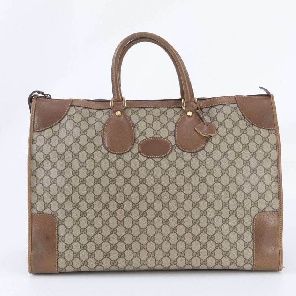 Gucci Vintage GG Supreme Leather Boston Bag Tote Carry