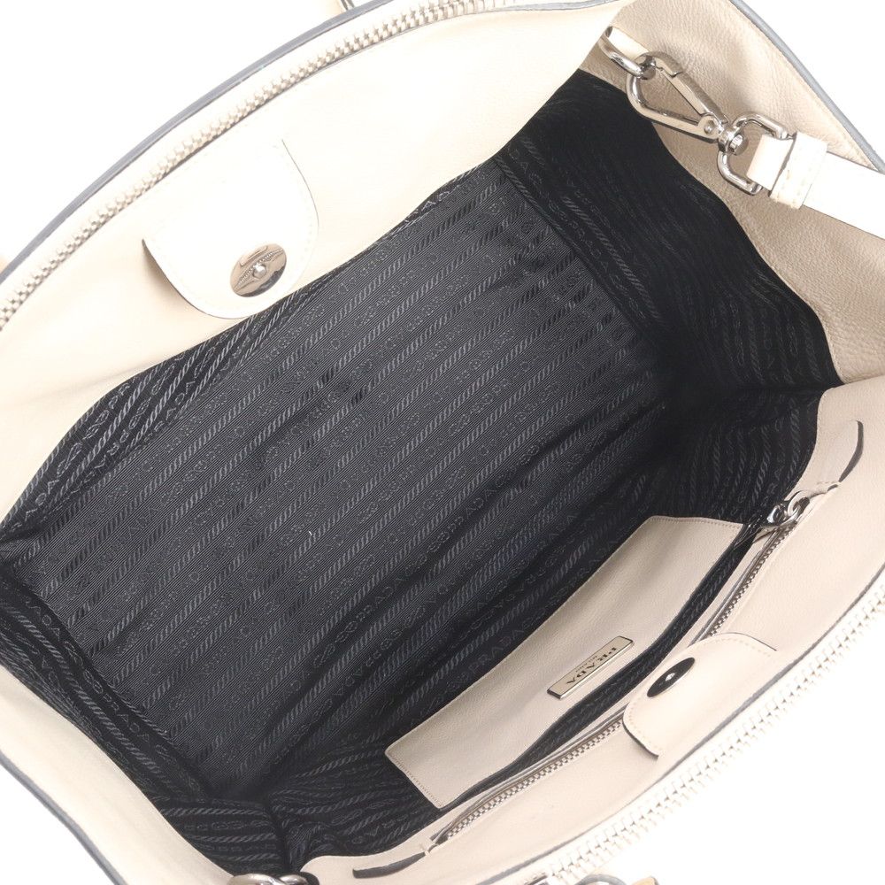 Prada Triangle Logo Leather 2-Way Handbag Crossbody Tote Shoulder — view 8