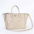 Prada Triangle Logo Leather 2-Way Handbag Crossbody Tote Shoulder