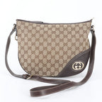 Gucci GG Canvas New Brit Leather Shoulder Bag Crossbody