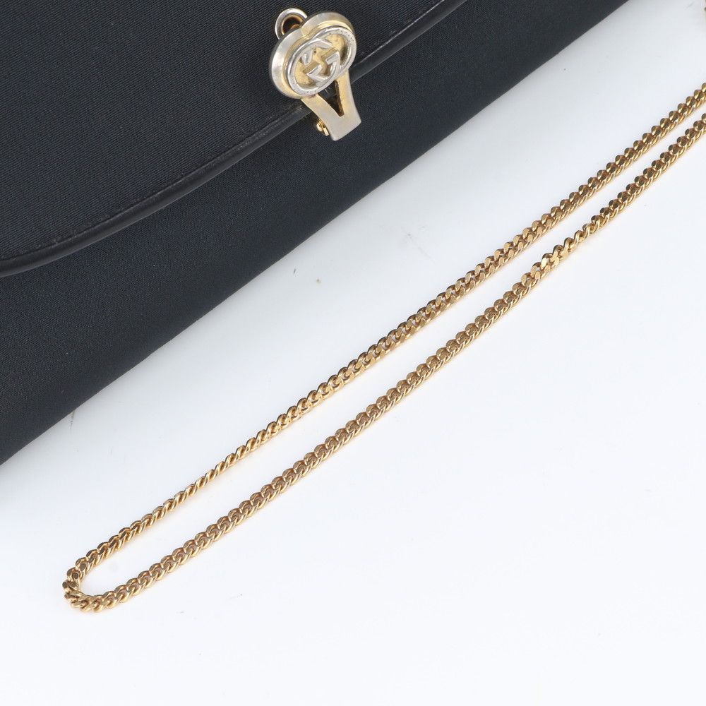 Gucci Vintage Chain Leather Nylon 2-Way Shoulder Bag Crossbody Black — view 3