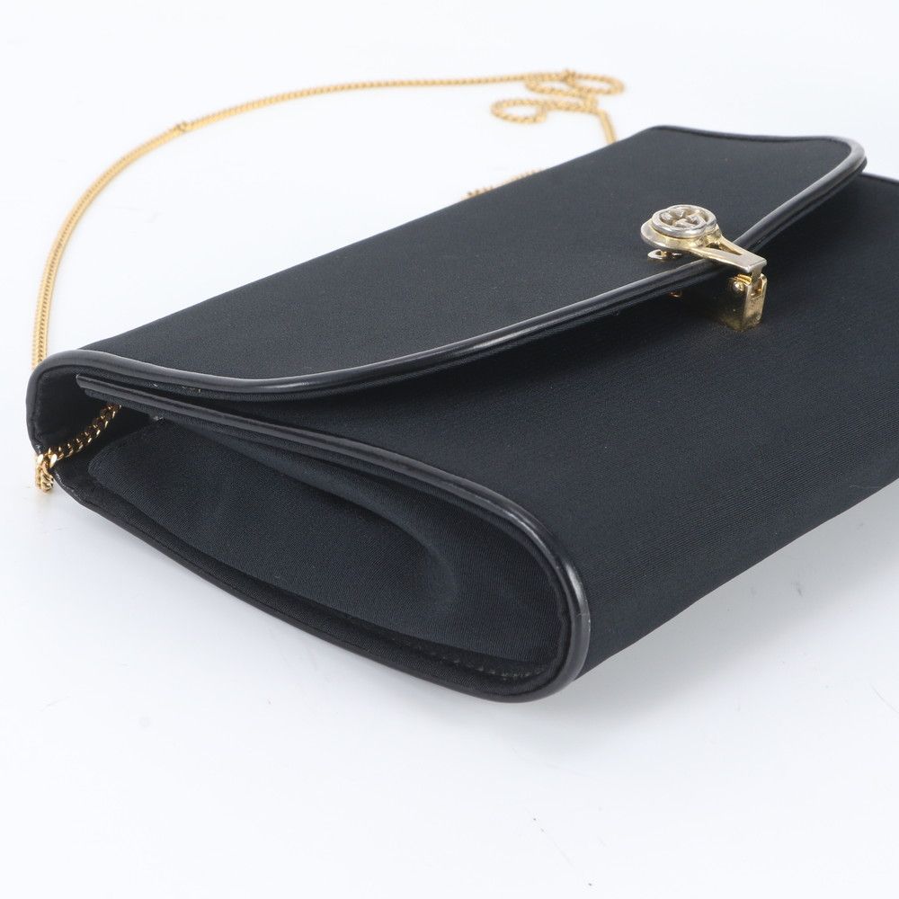 Gucci Vintage Chain Leather Nylon 2-Way Shoulder Bag Crossbody Black — view 6