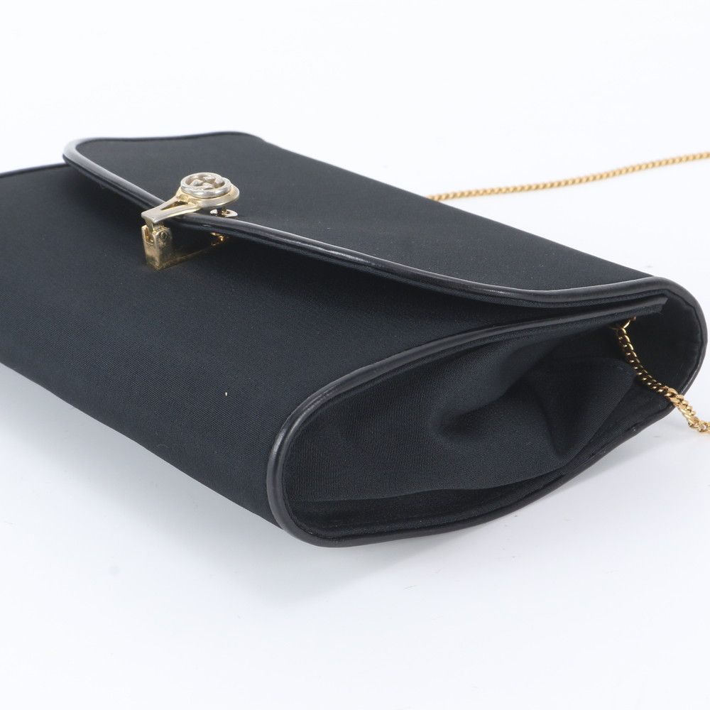 Gucci Vintage Chain Leather Nylon 2-Way Shoulder Bag Crossbody Black — view 5