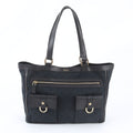 Gucci GG Canvas Abbey Leather Tote Shoulder Hand Black